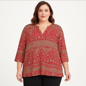Lienridy Red Paisley Plus size 4X Blouse